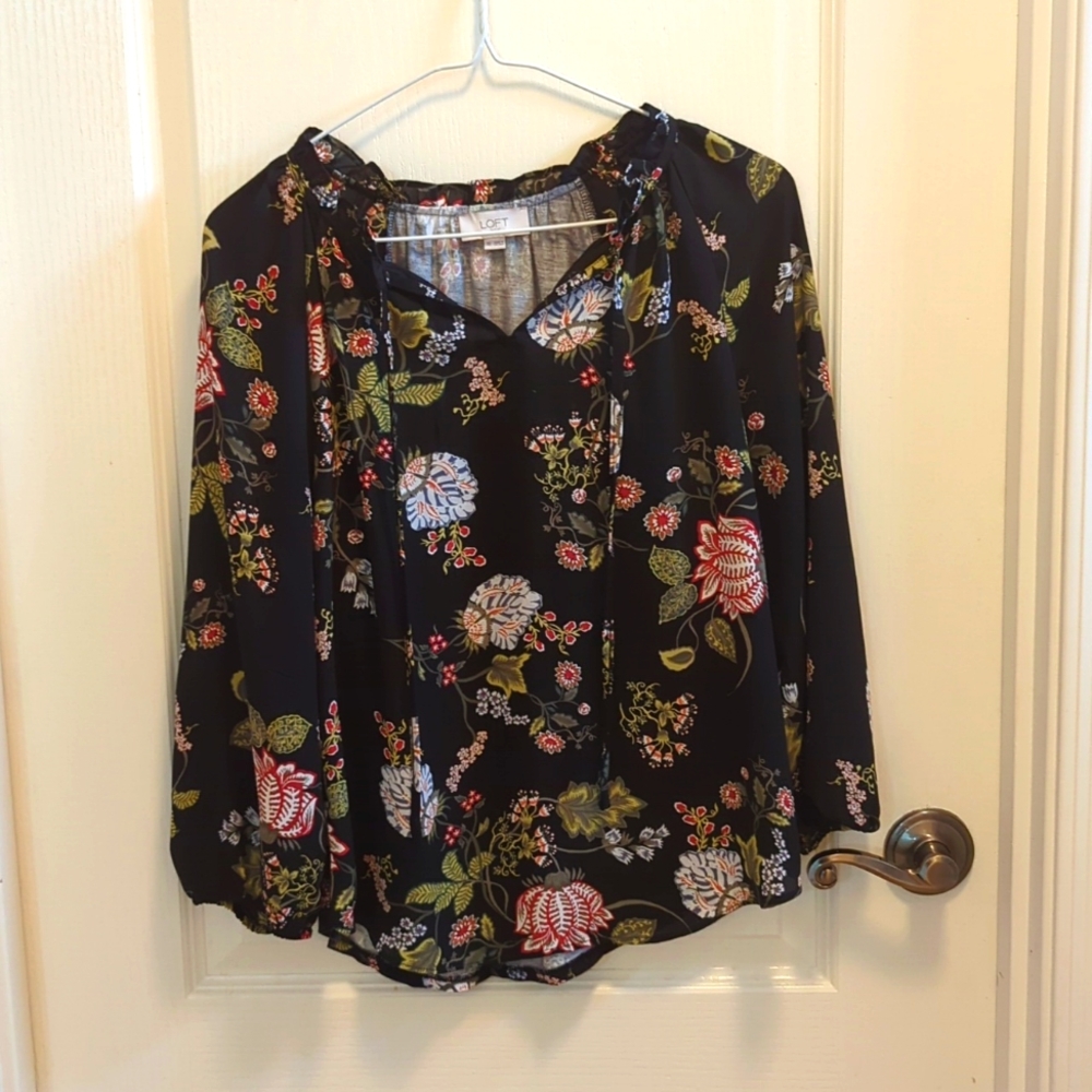 Loft Black Floral Blouse